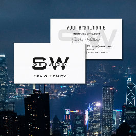 プレーンエレガントホワシンプルイト&モダンモノグラム 名刺