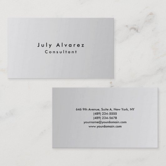 プレーンエレガントミニマモダンリストのシルバーグレー 名刺 (正面/裏面)