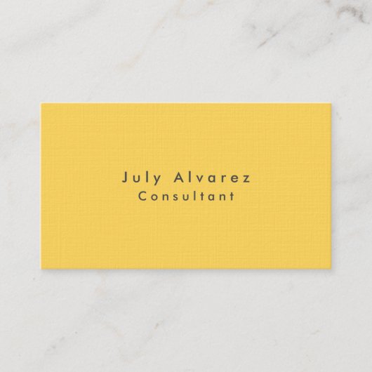 プレーンエレガントミニマルなイエローリネン 名刺 (正面)