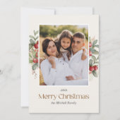 プレーンエレガントメリークリスマスフローラの果実の写真 シーズンカード (正面)