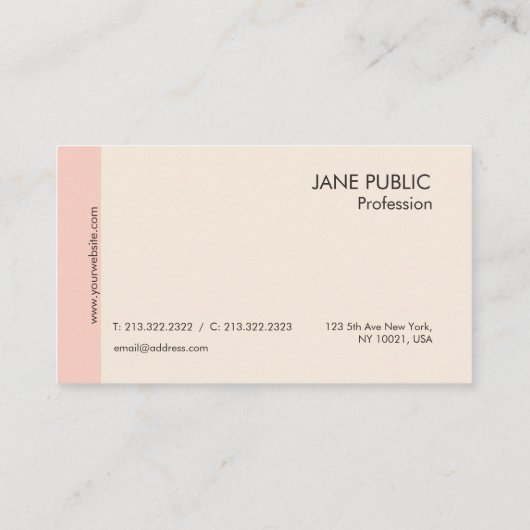 プレーンエレガントモダンプロフェッショナルピンクとベージュ 名刺 (裏面)