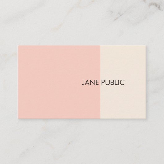 プレーンエレガントモダンプロフェッショナルピンクとベージュ 名刺 (正面)