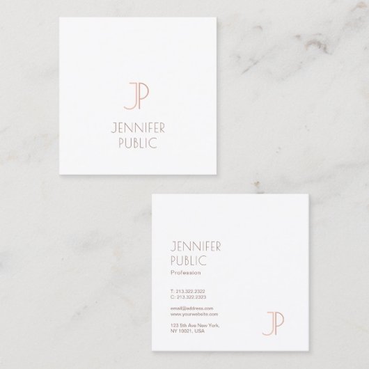 プレーンエレガントモノグラムモダントレンディーデザインラグジュアリー スクエア名刺 (正面/裏面)