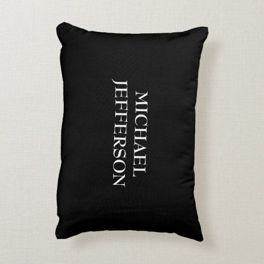 プレーンエレガント白黒パーソナライズされたカスタム アクセントクッション (裏面(縦))