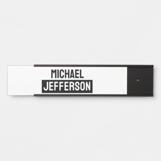 プレーンエレガント白黒パーソナライズされたカスタム サインプレート (正面)