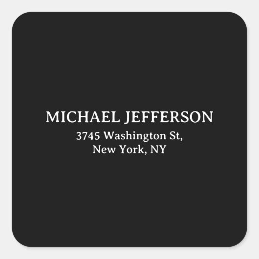 プレーンエレガント白黒パーソナライズされたカスタム スクエアシール (正面)