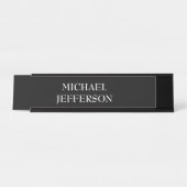 プレーンエレガント白黒パーソナライズされたカスタム デスクネームプレート (正面)