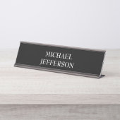 プレーンエレガント白黒パーソナライズされたカスタム デスクネームプレート (正面)