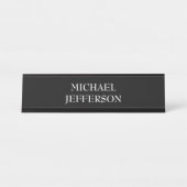 プレーンエレガント白黒パーソナライズされたカスタム デスクネームプレート (正面)