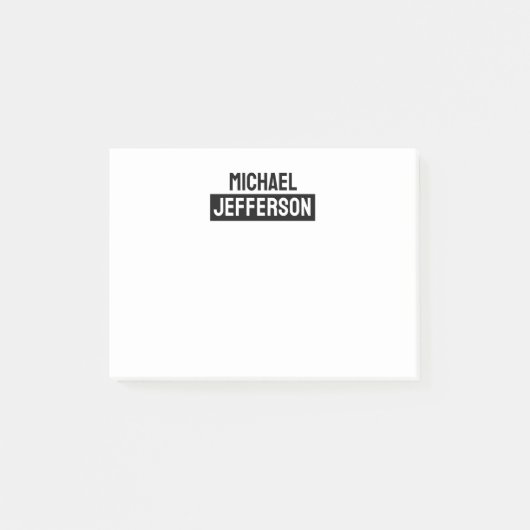 プレーンエレガント白黒パーソナライズされたカスタム ポストイット (正面)