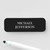 プレーンエレガント白黒パーソナライズされたカスタム 名札 (インサイチュ)