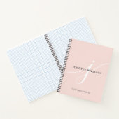 プレーンエレガント赤面ピンクホワイトスクリプトモノグラム ノートブック (内部)