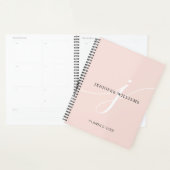 プレーンエレガント赤面ピンクホワイトスクリプトモノグラム プランナー手帳 (ディスプレー)