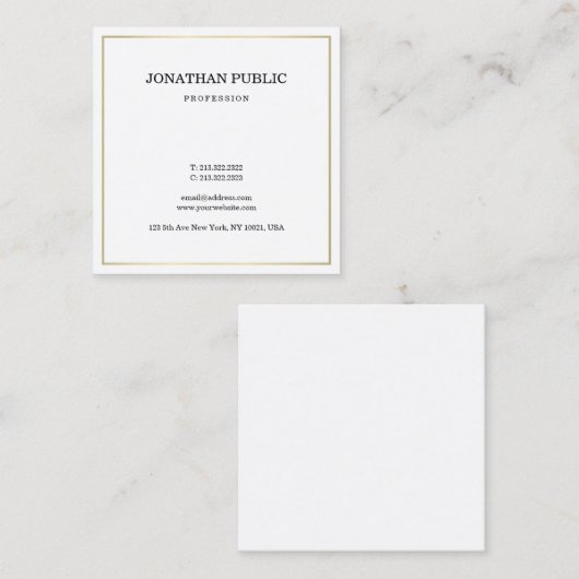 プレーンエレガント頭が切れる金ゴールドルックモダンプロフェッショナル スクエア名刺 (正面/裏面)