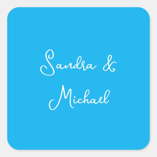 プレーンエレガントAzureブルーパーソナライズされたカスタム スクエアシール (正面)