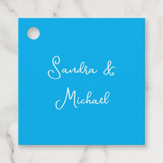 プレーンエレガントAzureブルーパーソナライズされたカスタム フェイバータグ (正面)