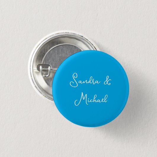 プレーンエレガントAzureブルーパーソナライズされたカスタム 缶バッジ (正面&裏面)