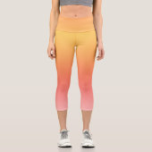 プレーンカラー – 黄色から霧のピンクグラデーション色 カプリレギンス (正面)