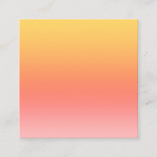 プレーンカラー – 黄色から霧のピンクグラデーション色 スクエア名刺 (正面)