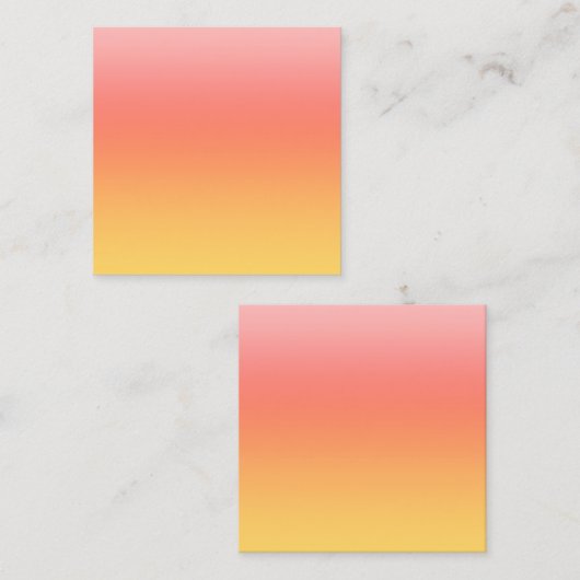 プレーンカラー – 黄色から霧のピンクグラデーション色 スクエア名刺 (正面/裏面)