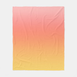 プレーンカラー – 黄色から霧のピンクグラデーション色 フリースブランケット