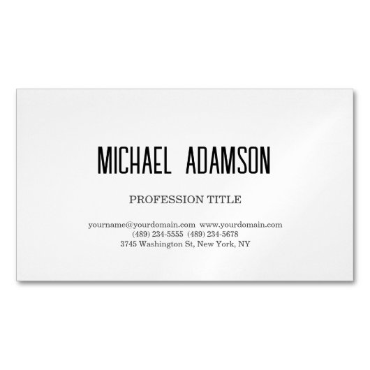 プレーンクラシカルエレガントミニマルシンプルリスト マグネット名刺 (正面)