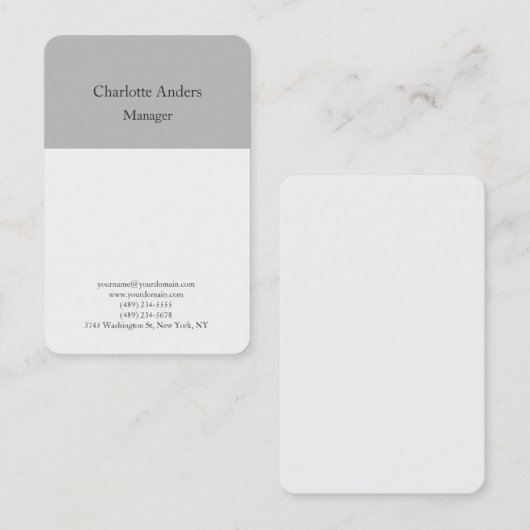 プレーンクラシカルミニマシンプルリストの灰色の白 名刺 (正面/裏面)