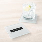 プレーンクラシカルミニマリストブラック&ホワイトエレガント ガラスコースター (アングル)