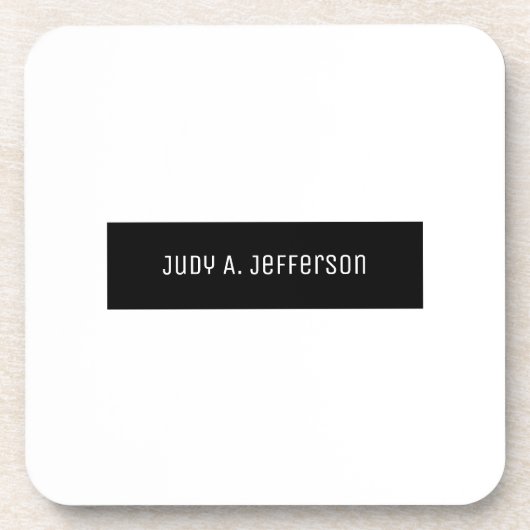 プレーンクラシカルミニマリストブラック&ホワイトエレガント コースター (正面)