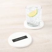 プレーンクラシカルミニマリストブラック&ホワイトエレガント コースター (側面)