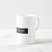 プレーンクラシカルミニマリストブラック&ホワイトエレガント ボーンチャイナマグカップ (正面右)