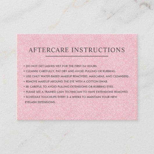 プレーングリッターピンクまつげ眉アフターケア情報 名刺 (正面)