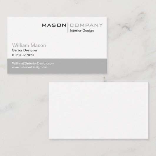 プレーングレーとホワイトビスタイリッシュジネスカード 名刺 (正面/裏面)