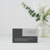 プレーングレートーンクリーンストライプのビジネスカード 名刺 (スタンド正面)