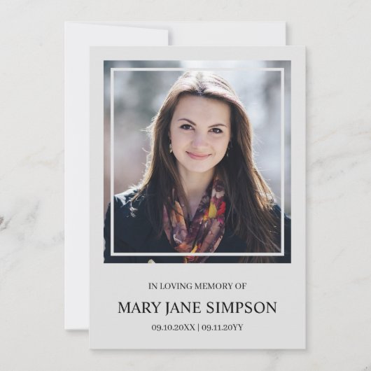 プレーンシルバー 思い出の写真 追悼用写真カード (正面)