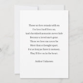 プレーンシルバー  愛する人の記憶に　葬儀用写真カード (裏面)