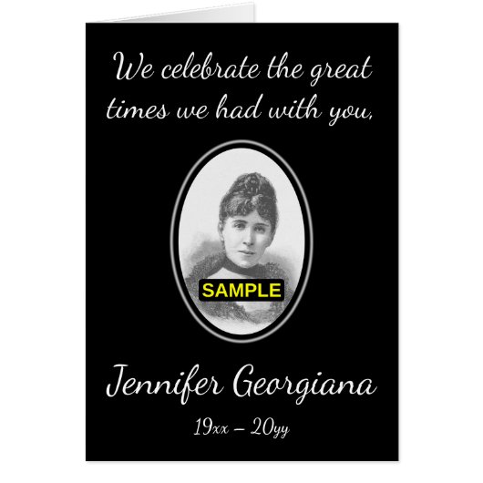 プレーンシンプルとの葬儀サービスカード、写真付き (正面)