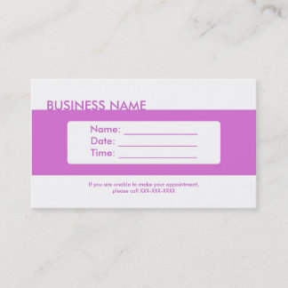 プレーンシンプルアポイントメント紫の名刺 予約カード