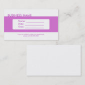 プレーンシンプルアポイントメント紫の名刺 予約カード (正面/裏面)