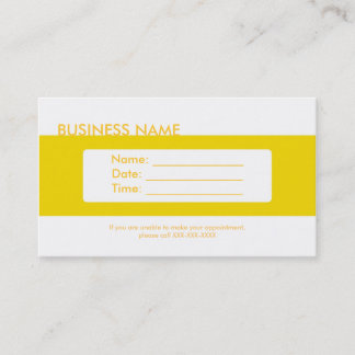 プレーンシンプルイエローアポイントメント名刺 予約カード