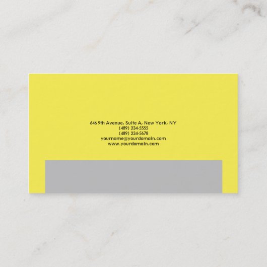 プレーンシンプルイエローグレーミニマルデザイン 名刺 (裏面)
