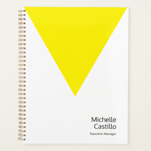 プレーンシンプルイエローホワイトミニマリスト名 プランナー手帳 (正面)