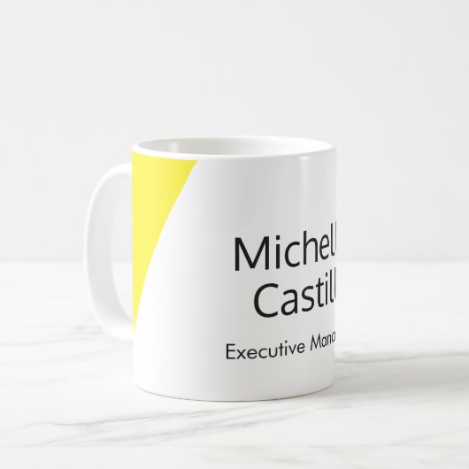 プレーンシンプルイエローホワイトミニマリスト コーヒーマグカップ (正面左)