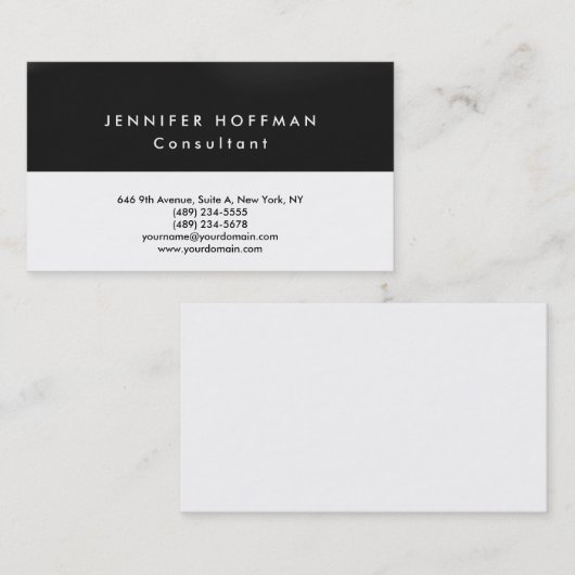 プレーンシンプルクリーングレー白黒プロフェッショナル 名刺 (正面/裏面)