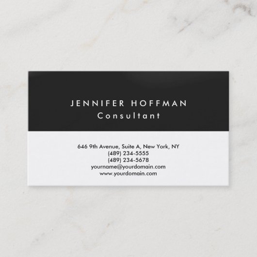 プレーンシンプルクリーングレー白黒プロフェッショナル 名刺 (正面)