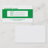 プレーンシンプルグリーンアポイントメント名刺 予約カード (正面/裏面)