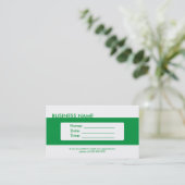 プレーンシンプルグリーンアポイントメント名刺 予約カード (スタンド正面)