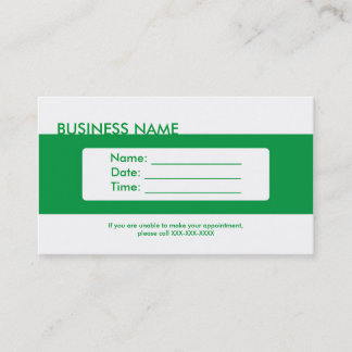 プレーンシンプルグリーンアポイントメント名刺 予約カード