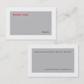 プレーンシンプルグレーホワイトレッドミニマリストモダン 名刺 (正面/裏面)