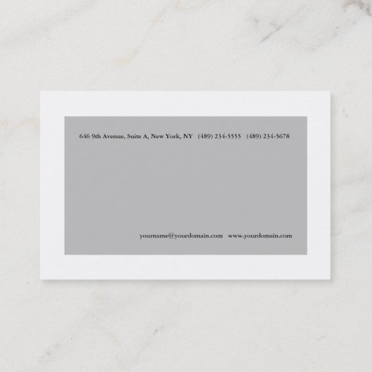 プレーンシンプルグレーホワイトレッドミニマリストモダン 名刺 (裏面)